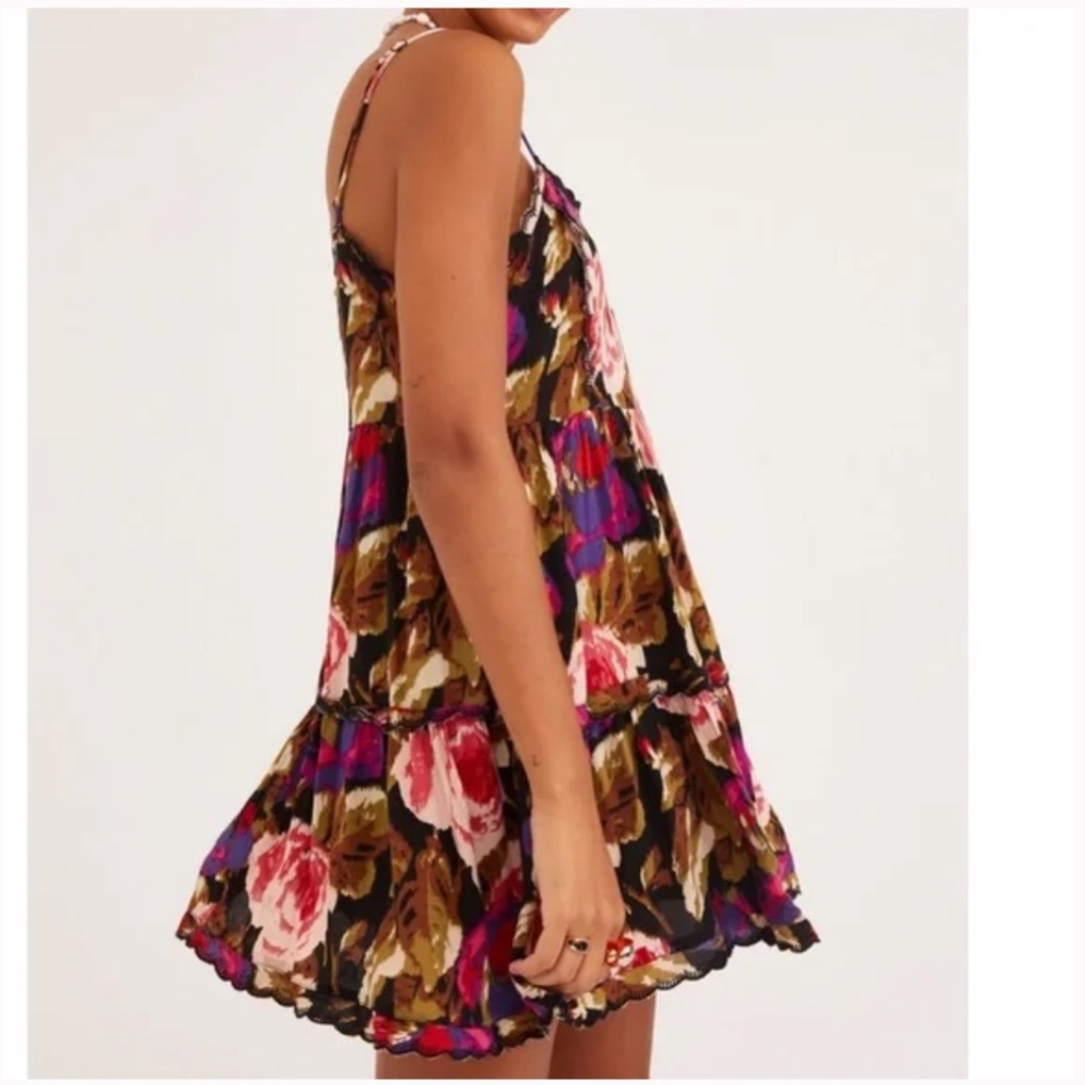 Hanna Floral Tiered Boho Peasant Hipster Hippie Art Deco Farm Hip Babydoll Dress